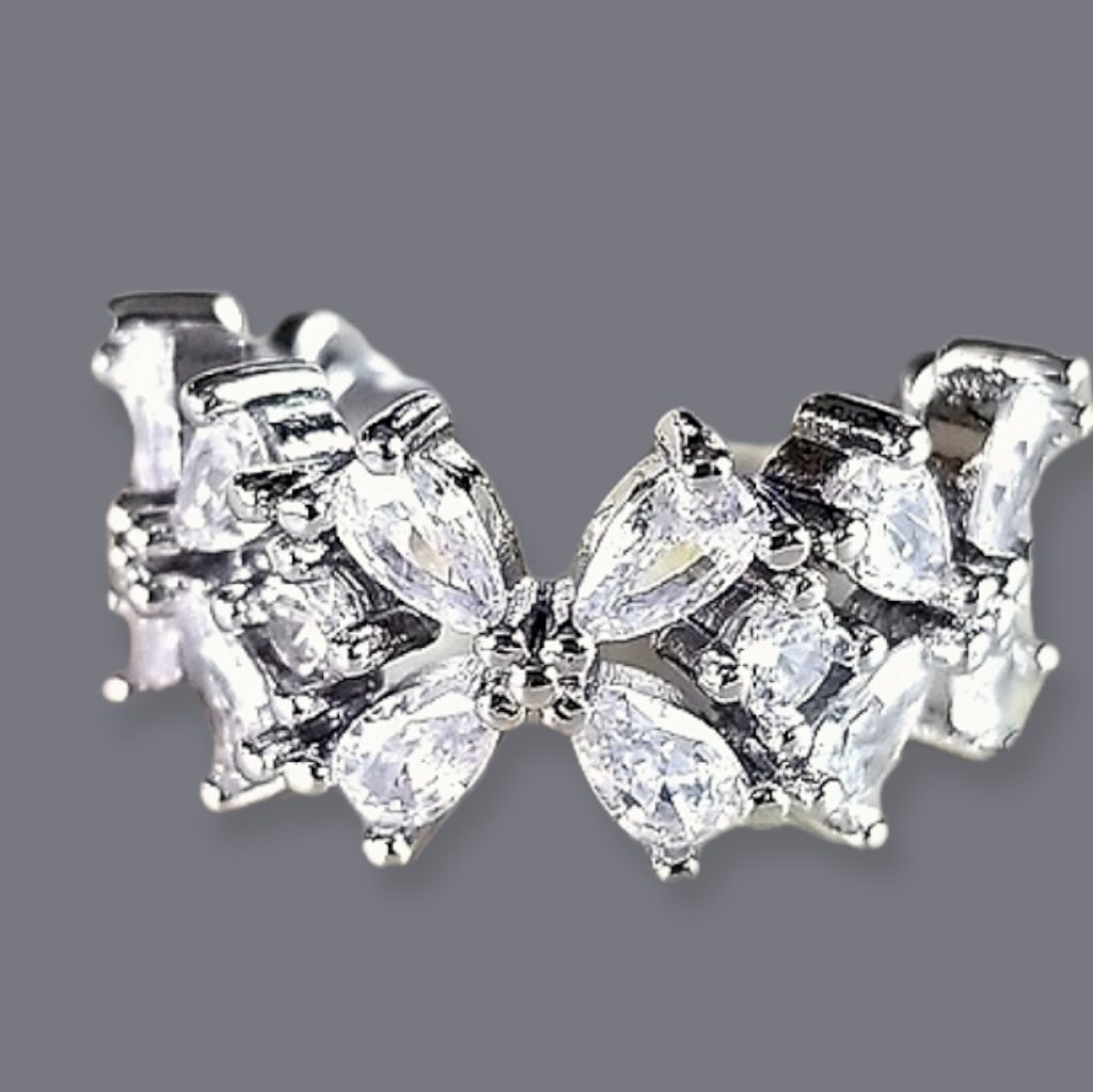 14kt 925 Sterling Silver White Gold Plated Pear Swarovski Ring Sz 6 3/4